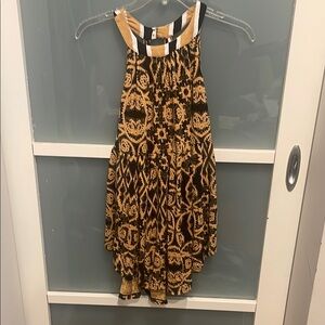 Free People Black and Yellow High Low Halter Top